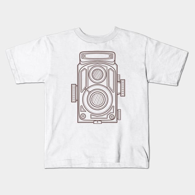 Vintage Camera Line Art Kids T-Shirt by milhad